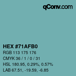 Color code: HEX #71AFB0 | qconv.com