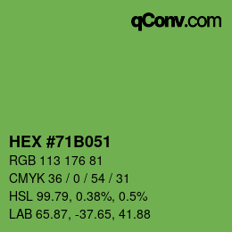 Farbcode: HEX #71B051 | qconv.com