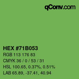Farbcode: HEX #71B053 | qconv.com
