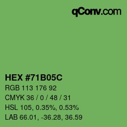 Color code: HEX #71B05C | qconv.com