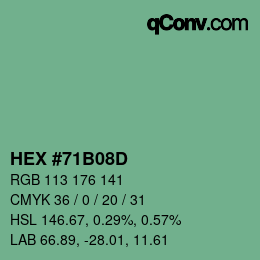 Color code: HEX #71B08D | qconv.com