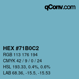 カラーコード: HEX #71B0C2 | qconv.com