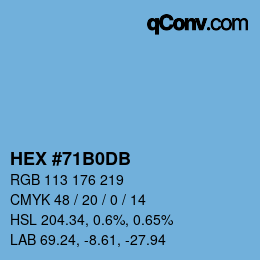 カラーコード: HEX #71B0DB | qconv.com