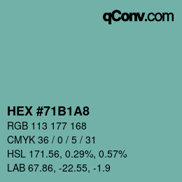 Color code: HEX #71B1A8 | qconv.com