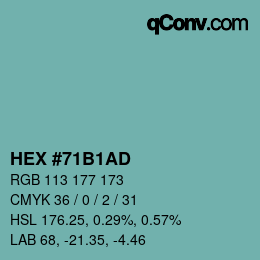 颜色代码: HEX #71B1AD | qconv.com