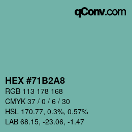 颜色代码: HEX #71B2A8 | qconv.com