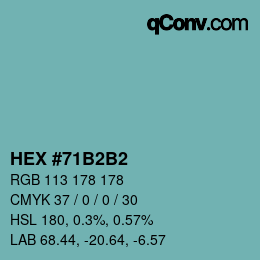 カラーコード: HEX #71B2B2 | qconv.com