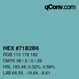 カラーコード: HEX #71B2B6 | qconv.com