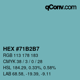 颜色代码: HEX #71B2B7 | qconv.com