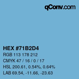 カラーコード: HEX #71B2D4 | qconv.com