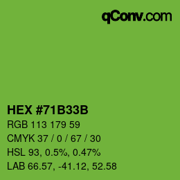 Color code: HEX #71B33B | qconv.com