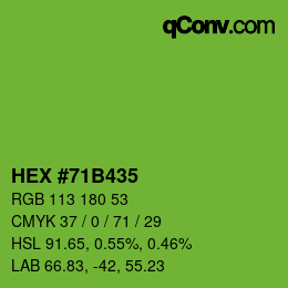 Color code: HEX #71B435 | qconv.com