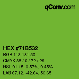 颜色代码: HEX #71B532 | qconv.com