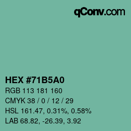 カラーコード: HEX #71B5A0 | qconv.com