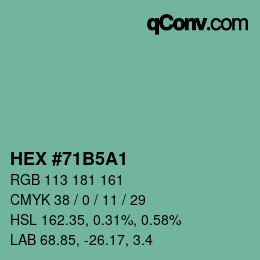 カラーコード: HEX #71B5A1 | qconv.com