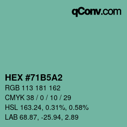颜色代码: HEX #71B5A2 | qconv.com