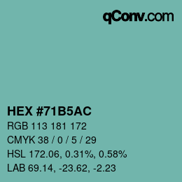 カラーコード: HEX #71B5AC | qconv.com