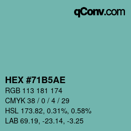 Color code: HEX #71B5AE | qconv.com