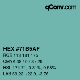 Color code: HEX #71B5AF | qconv.com