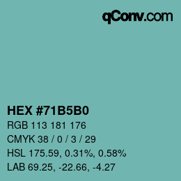 カラーコード: HEX #71B5B0 | qconv.com