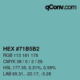颜色代码: HEX #71B5B2 | qconv.com