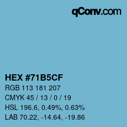 カラーコード: HEX #71B5CF | qconv.com