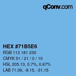 カラーコード: HEX #71B5E6 | qconv.com