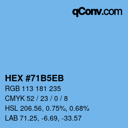 颜色代码: HEX #71B5EB | qconv.com