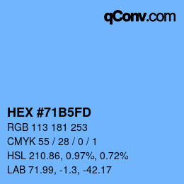 Color code: HEX #71B5FD | qconv.com