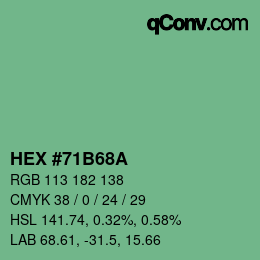 Color code: HEX #71B68A | qconv.com