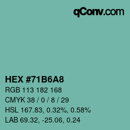 Color code: HEX #71B6A8 | qconv.com