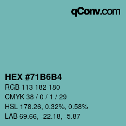 Color code: HEX #71B6B4 | qconv.com