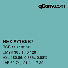 颜色代码: HEX #71B6B7 | qconv.com