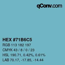 カラーコード: HEX #71B6C5 | qconv.com