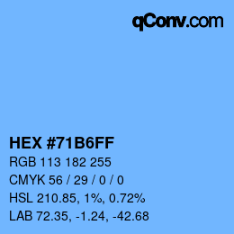 Color code: HEX #71B6FF | qconv.com
