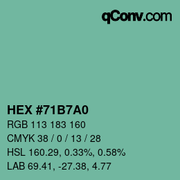 カラーコード: HEX #71B7A0 | qconv.com