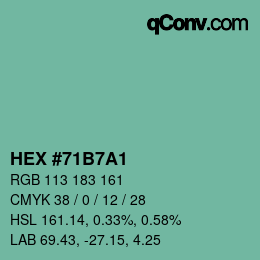 カラーコード: HEX #71B7A1 | qconv.com