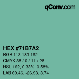 カラーコード: HEX #71B7A2 | qconv.com