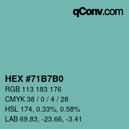 カラーコード: HEX #71B7B0 | qconv.com