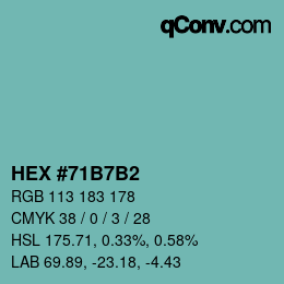 Color code: HEX #71B7B2 | qconv.com