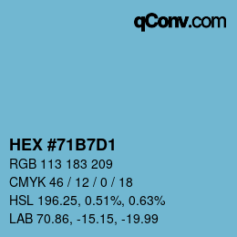 颜色代码: HEX #71B7D1 | qconv.com
