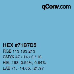 颜色代码: HEX #71B7D5 | qconv.com
