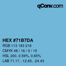 カラーコード: HEX #71B7DA | qconv.com