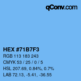 Farbcode: HEX #71B7F3 | qconv.com