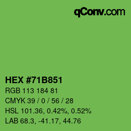 Color code: HEX #71B851 | qconv.com