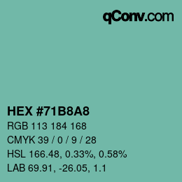 カラーコード: HEX #71B8A8 | qconv.com