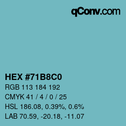 Color code: HEX #71B8C0 | qconv.com