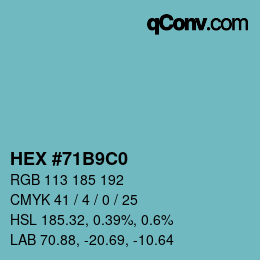 カラーコード: HEX #71B9C0 | qconv.com