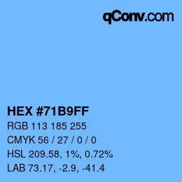 Color code: HEX #71B9FF | qconv.com