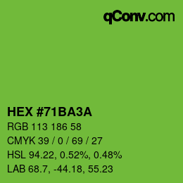 カラーコード: HEX #71BA3A | qconv.com